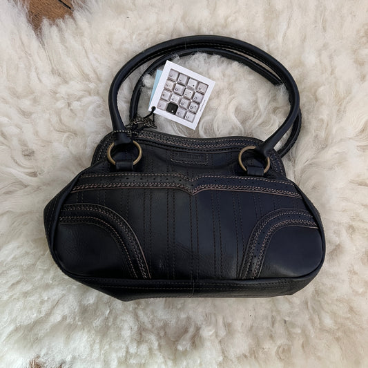 Anna Sui Black Leather Balletcore Panelled Pouch Shape Shoulder Bag