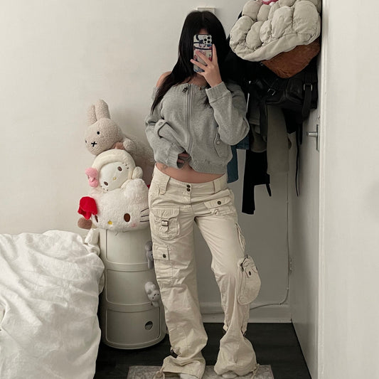 vintage hysterics off white cream straight leg cargo pants