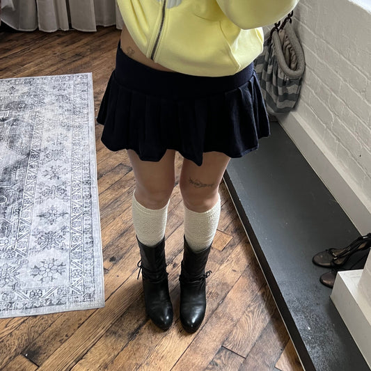 navy shake shake wool blend preppy y2k pleated jersey mini skirt