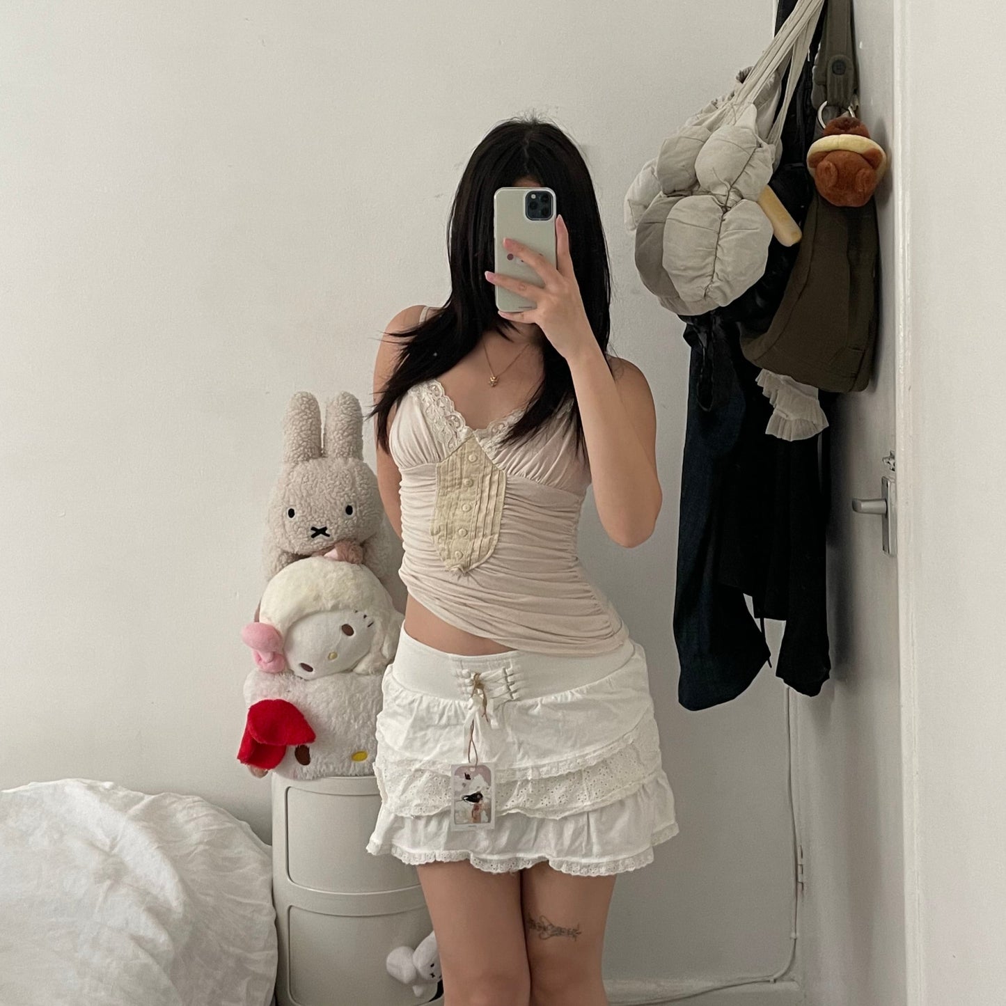prairie boho walk & talk white broderie anglaise tiered ruffle corset lace up mini skirt