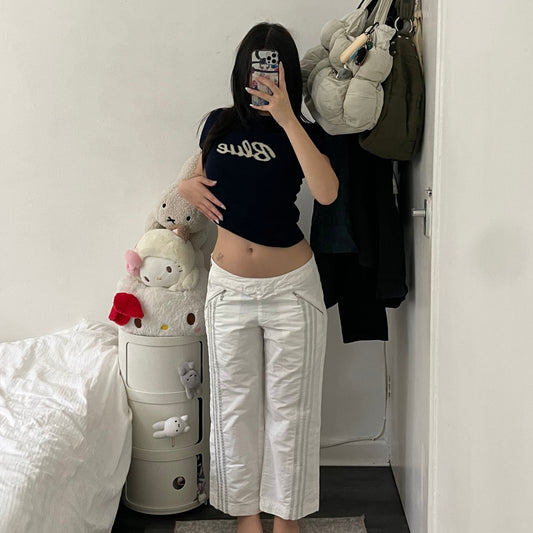 adidas 3/4 crop capri grey silver stripes and utility white trousers