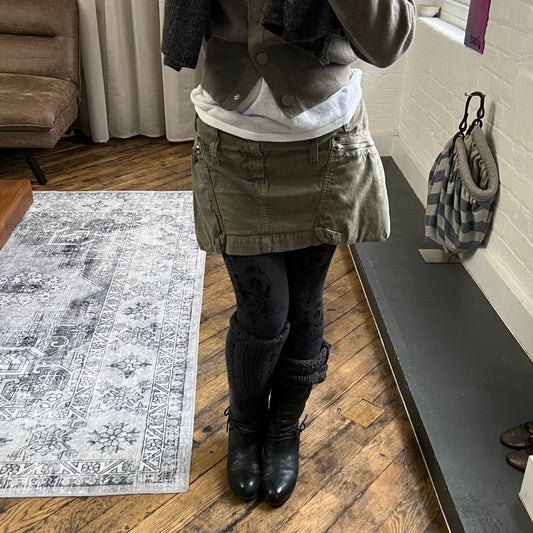 vintage diesel khaki oversized pocket zip utility mini skirt