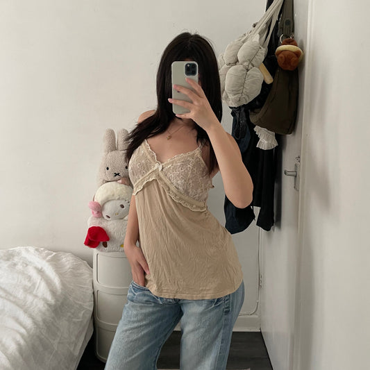 beige morgan de toi lacey bust bow charm camisole