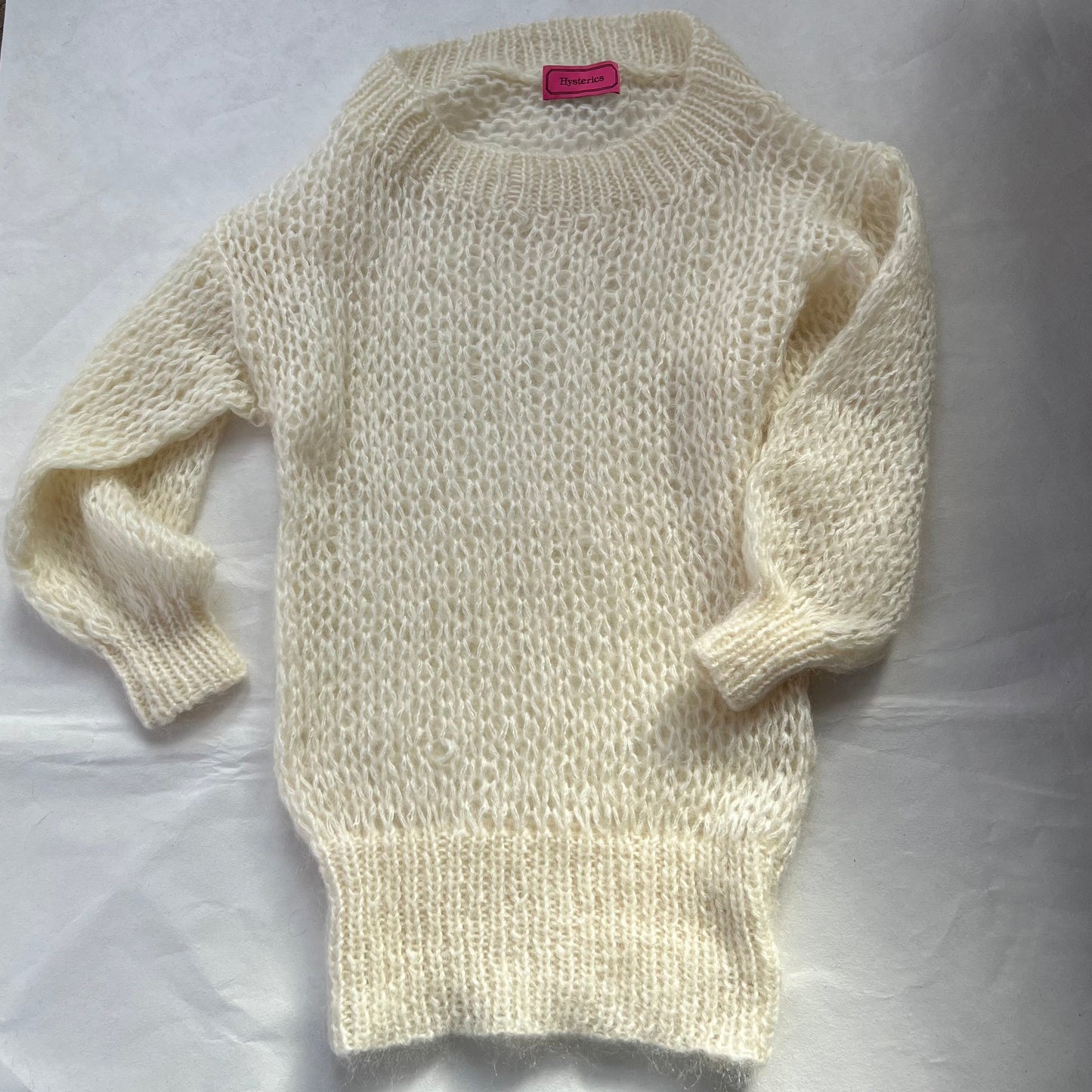 Hysterics Mohair Blend Cream 3/4 Sleeve Fine Knit Sweater Dress Top