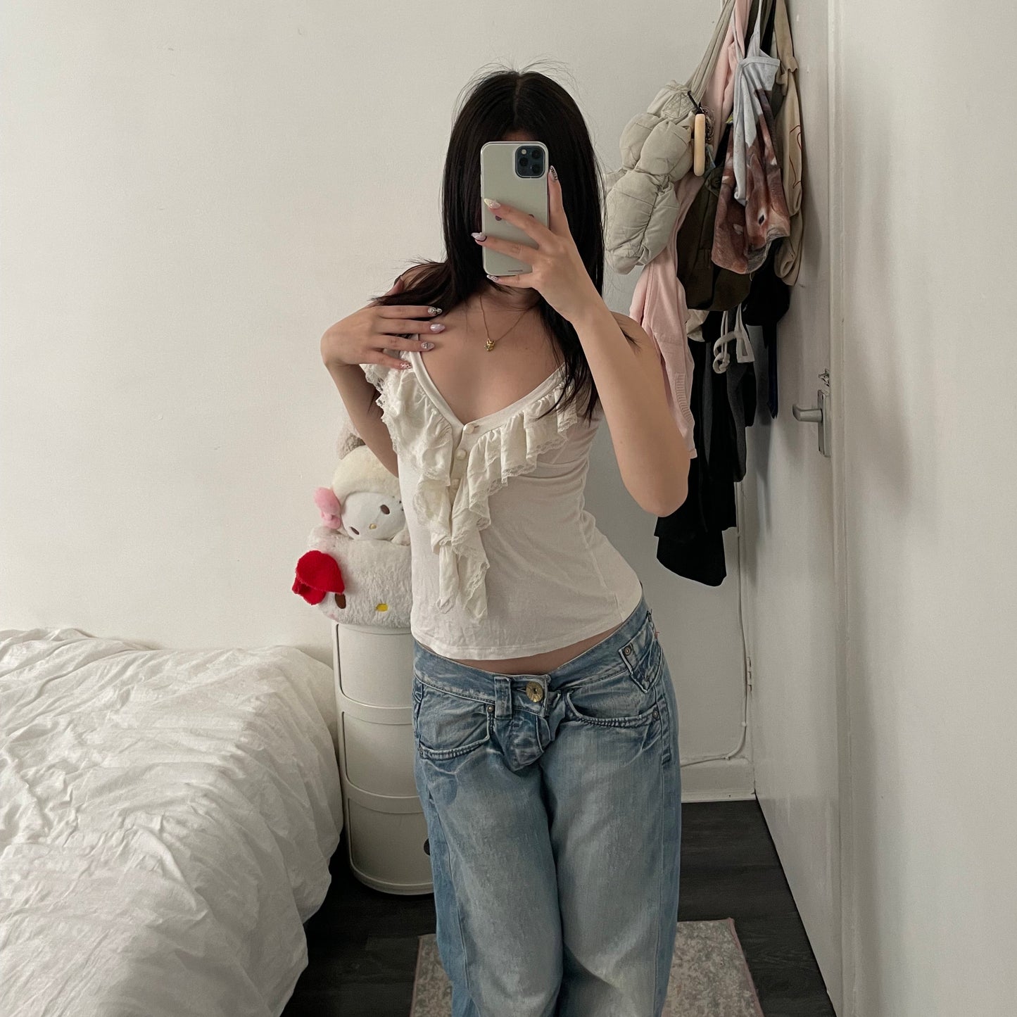 dreamy claru ivory cream ruffle lacey camisole