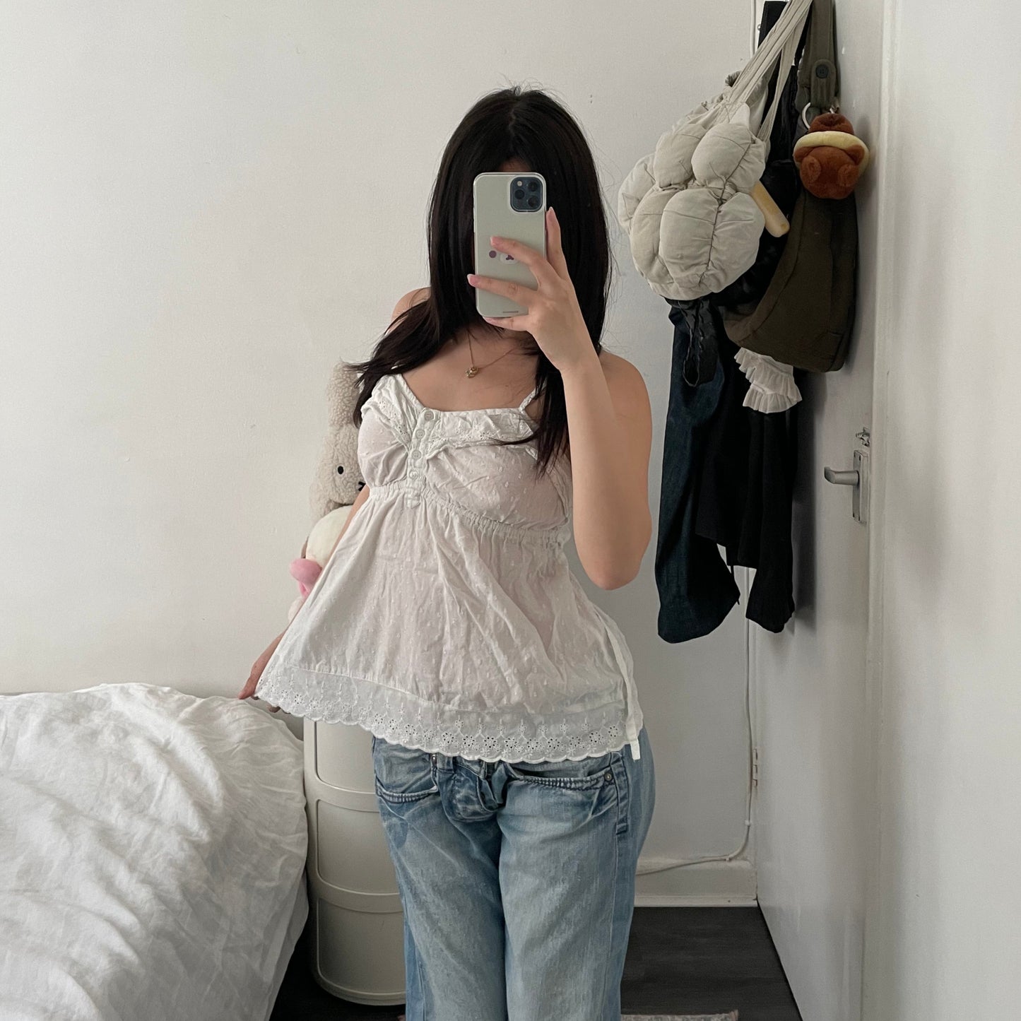 00s prairie broderie anglaise etam white babydoll camisole