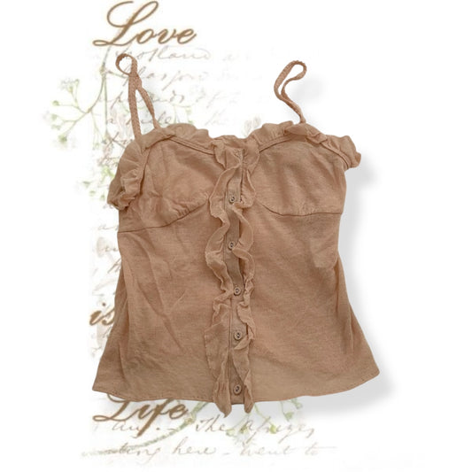 madame a paris peachy beige soft knit ruffle bustier camisole