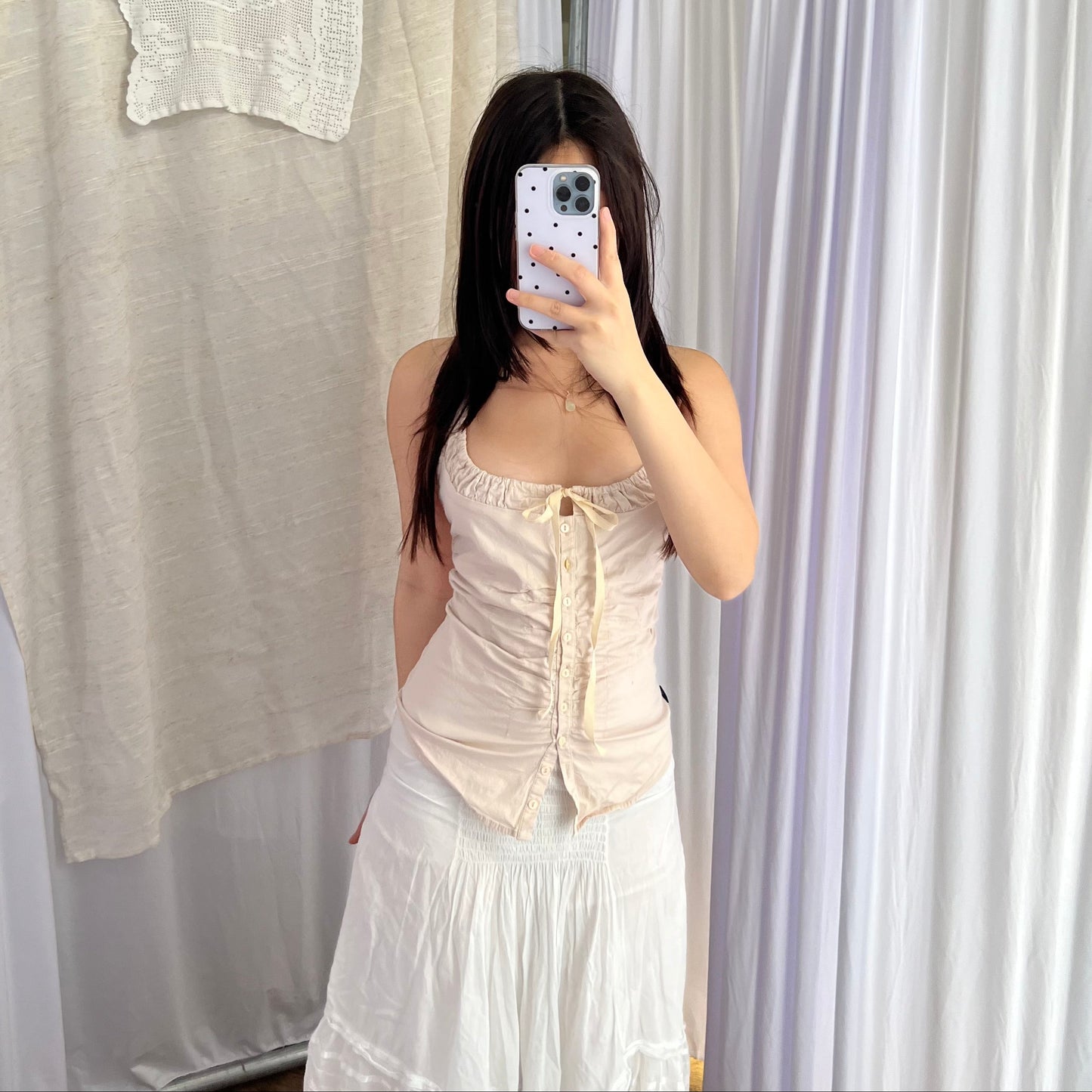 Eurosummer Prairie Naf Naf Beige Halter Neck Milkmaid Sleeveless Fitted Vest