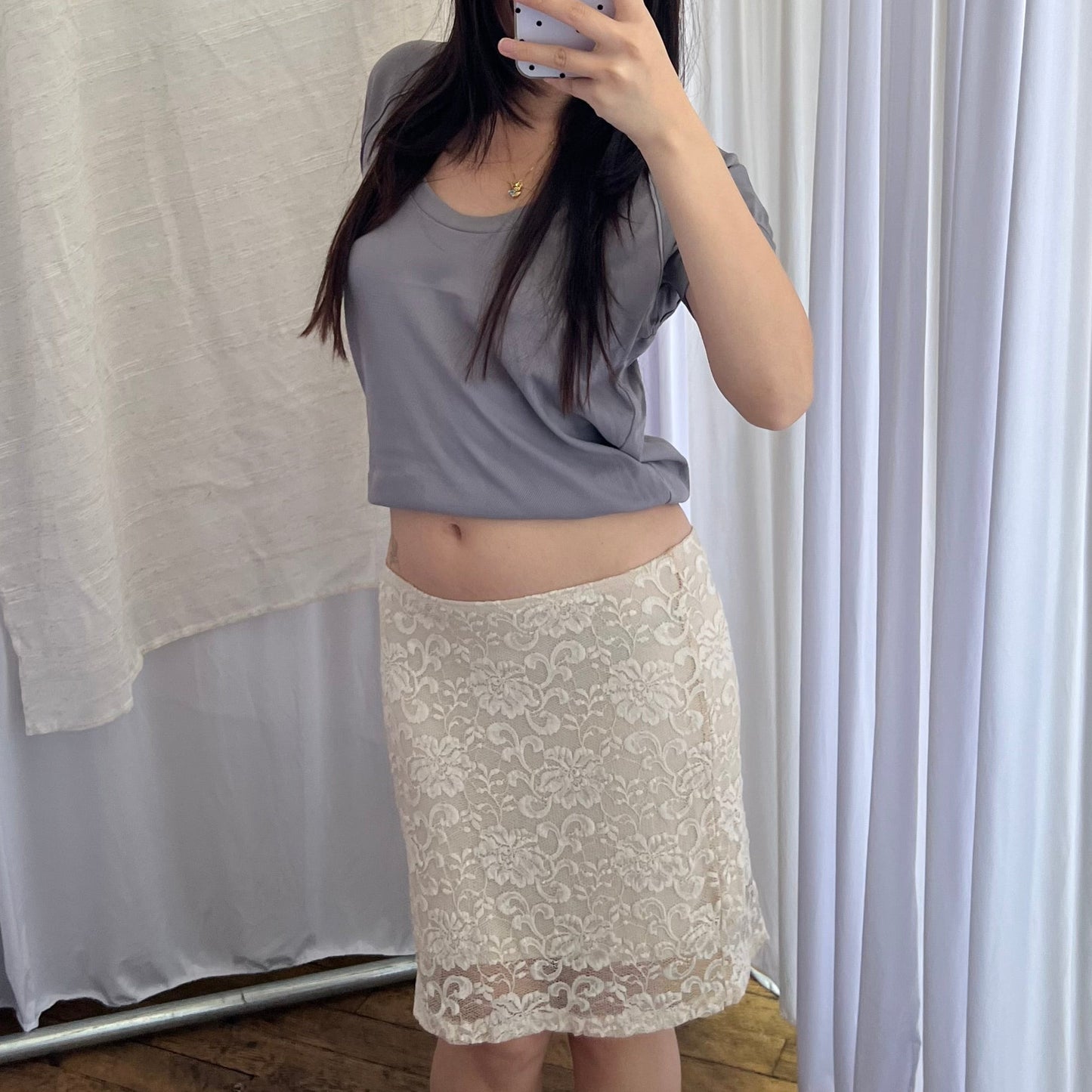 Intimissimi Eurosummer Cream Lace Trim Layered Mini Skirt