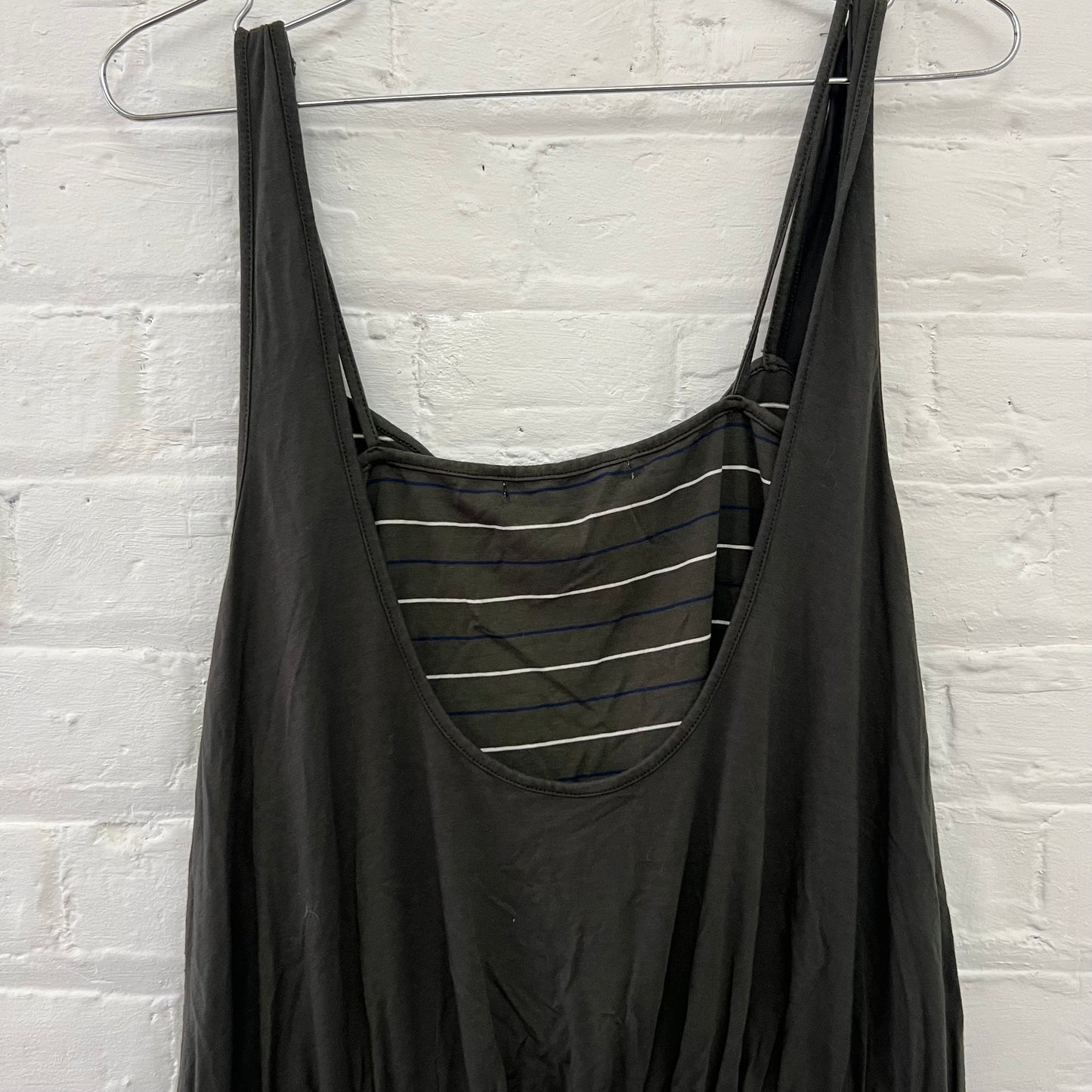 Miss Sixty Khaki Striped Draped Wrap Style Drop Waist Dress