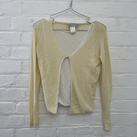 Twinset Baby Yellow White Layered Open Cardigan