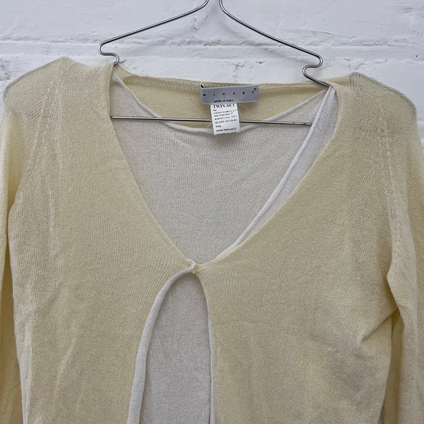 Twinset Baby Yellow White Layered Open Cardigan