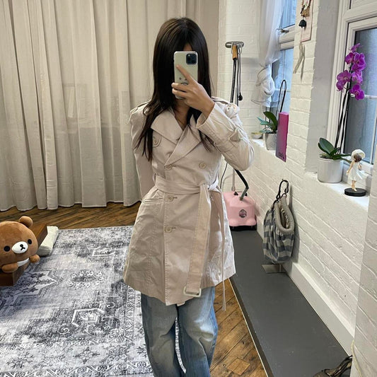 coquette preppy baby pink spring prideglide mid length trench coat