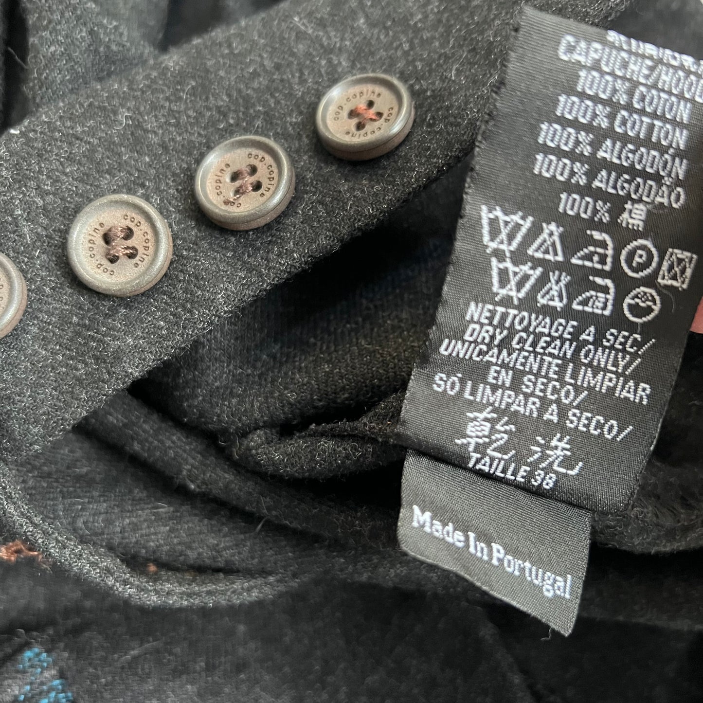 cop copine grey hoodie wool blend layered crop jacket