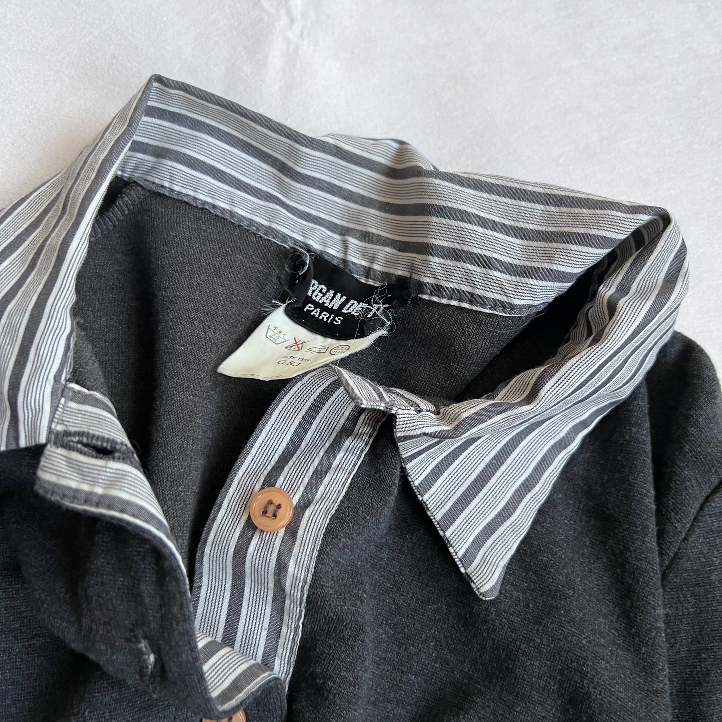 vintage morgan de toi preppy striped grey contrast striped layered style blouse