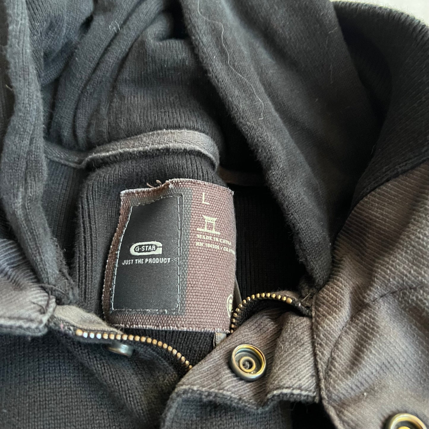 black g-star raw utility button down zip pocket hooded vest top