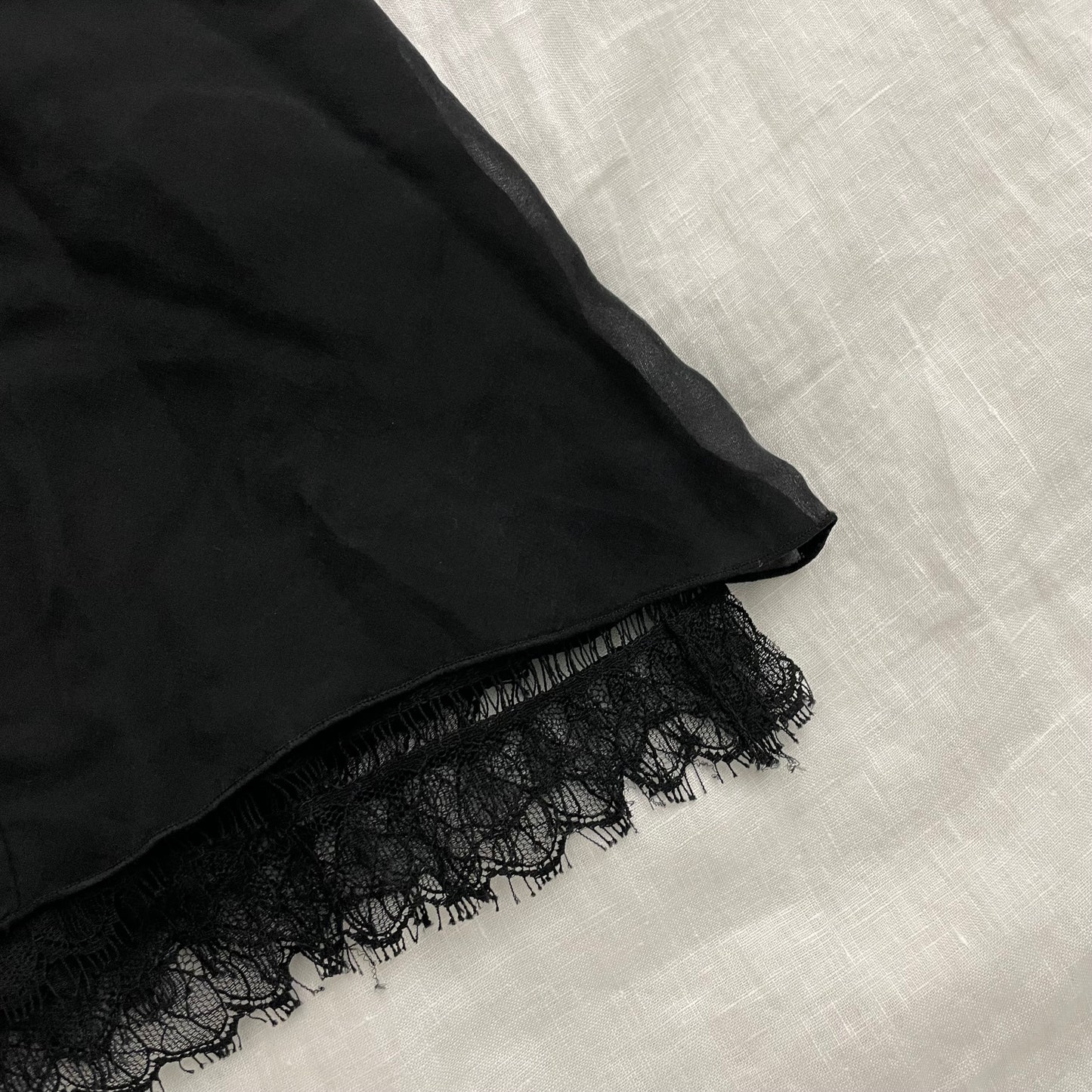 romantic eurosummer anna sui black silk lacey flared midi skirt