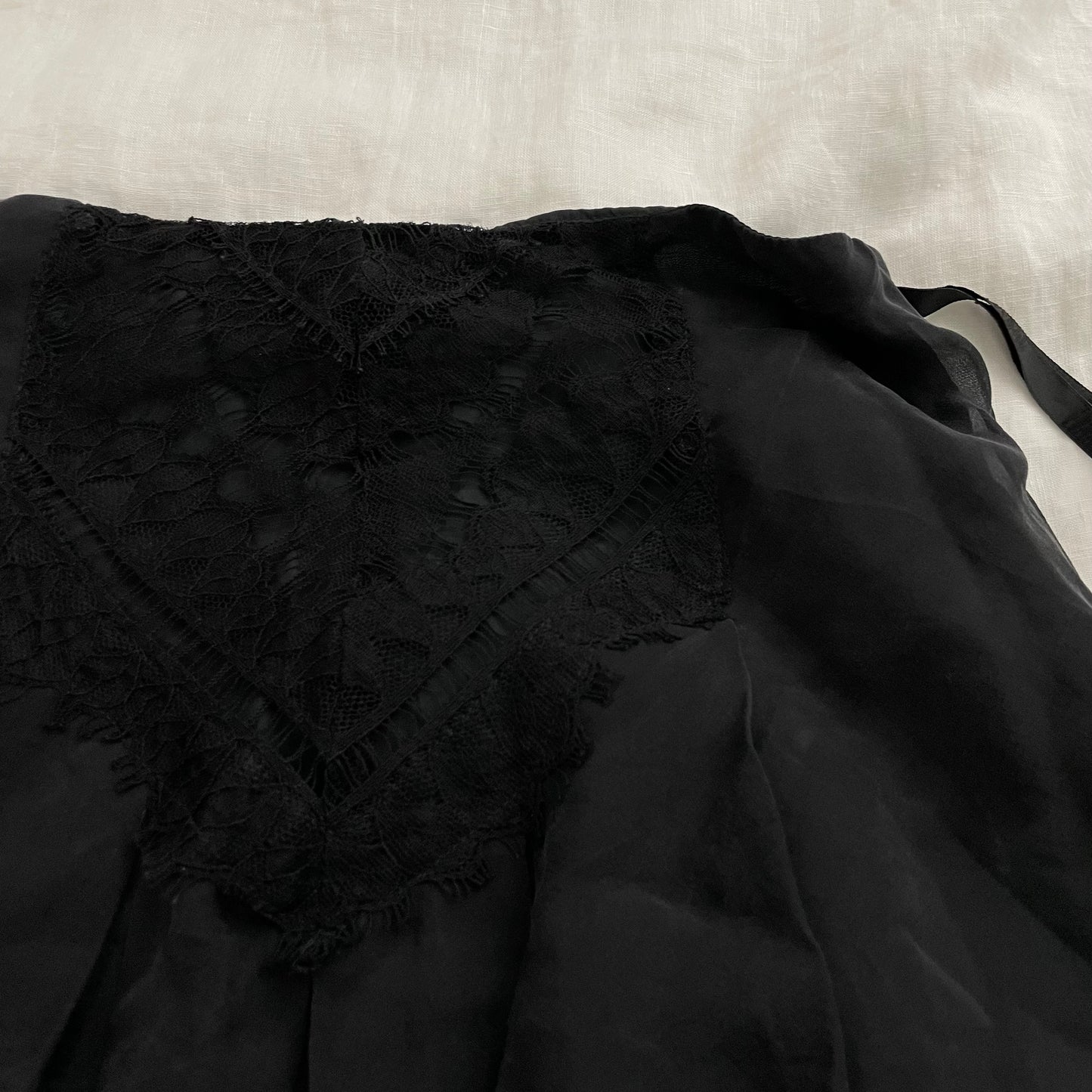 romantic eurosummer anna sui black silk lacey flared midi skirt