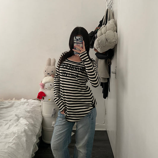 burberry blue label black white striped long sleeve