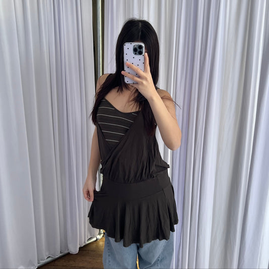 Miss Sixty Khaki Striped Draped Wrap Style Drop Waist Dress