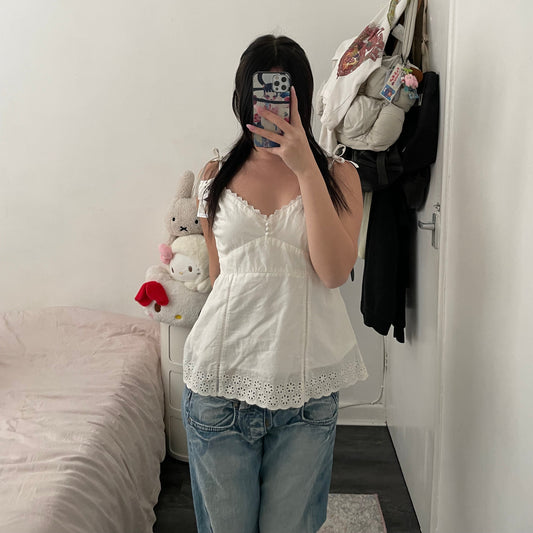 broderie anglaise prideglide ivory white babydoll camisole