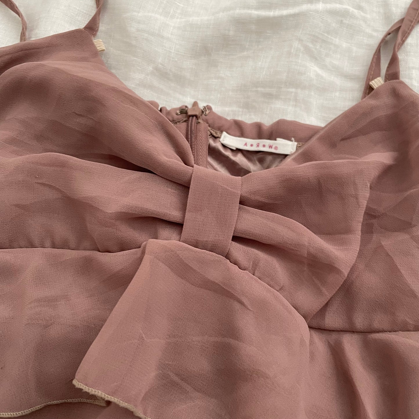 a.r.w arrow brown ruffle tiered bustier camisole