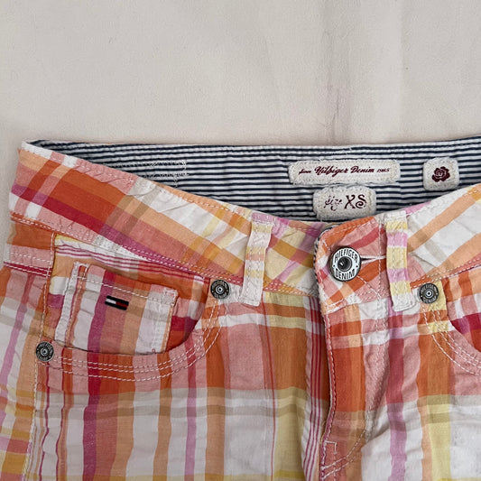 Tommy Hilfiger Sunset Orange Yellow Plaid Mini Skirt