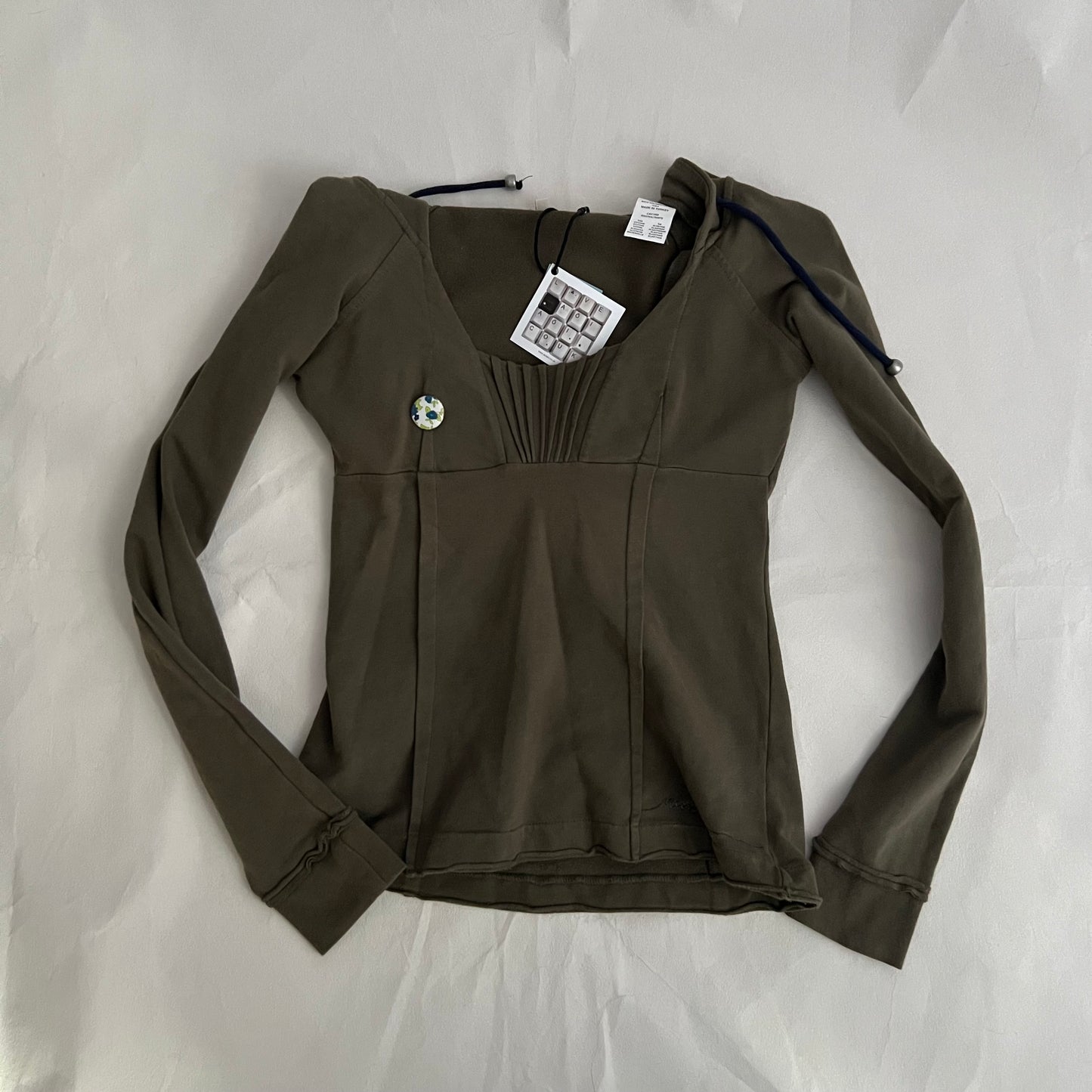 Khaki Miss Sixty Pleated Fitted Sweater Hoodie