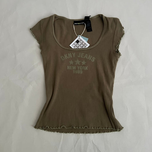 DKNY Khaki Star Graphic Short Sleeve Ribbed Shirt