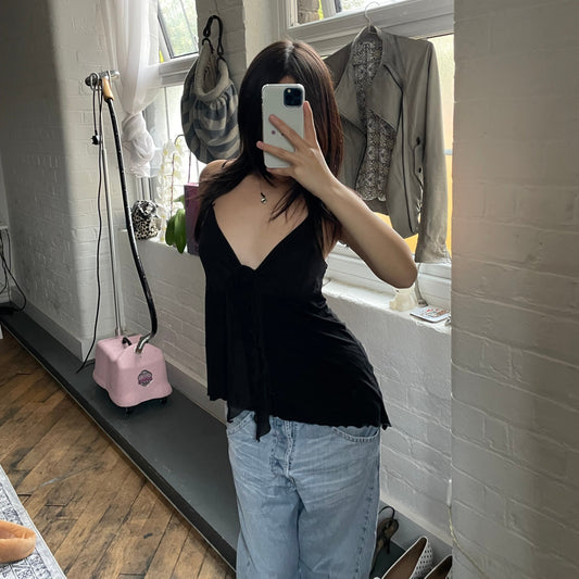 jennyfer eurosummer romantic rosette frill bustier asymmetric camisole