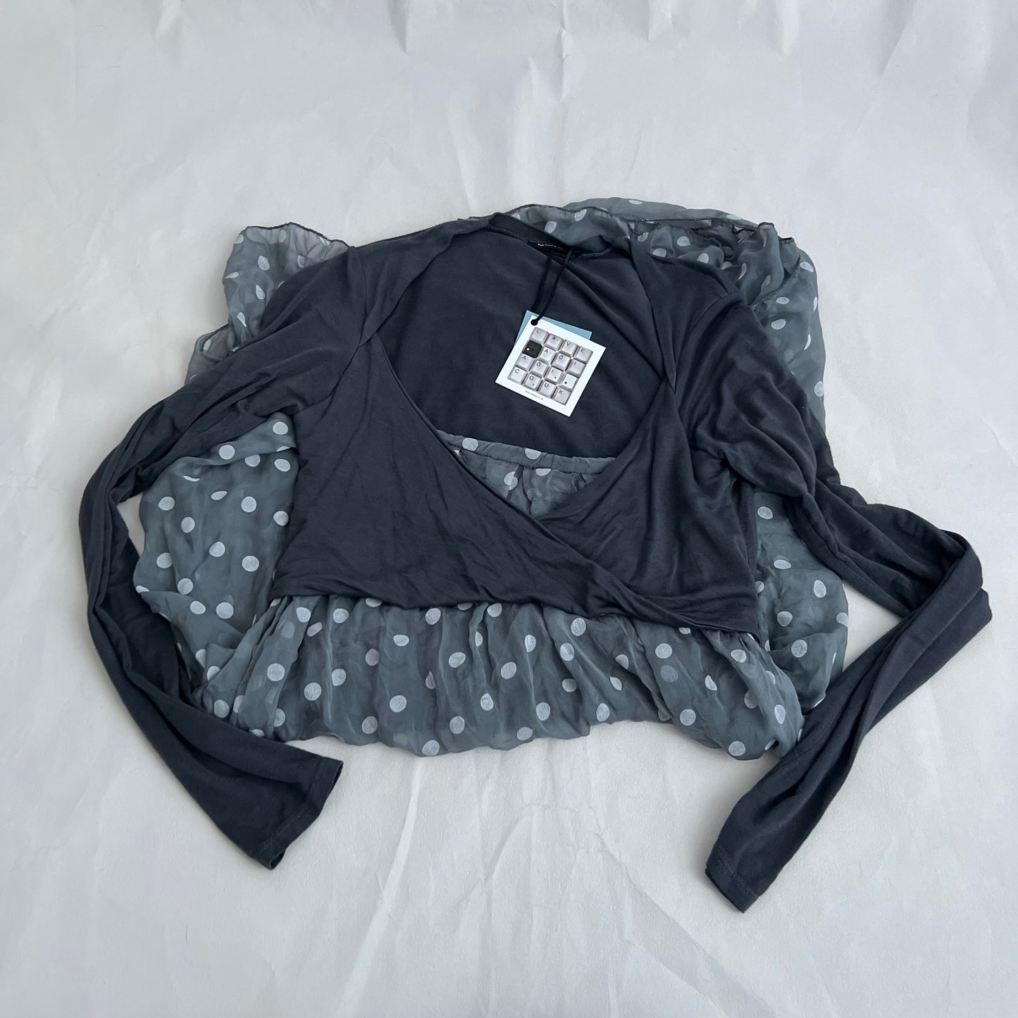 Montana Grey Wrap Bolero Polka Dot Bubble Hem Dress