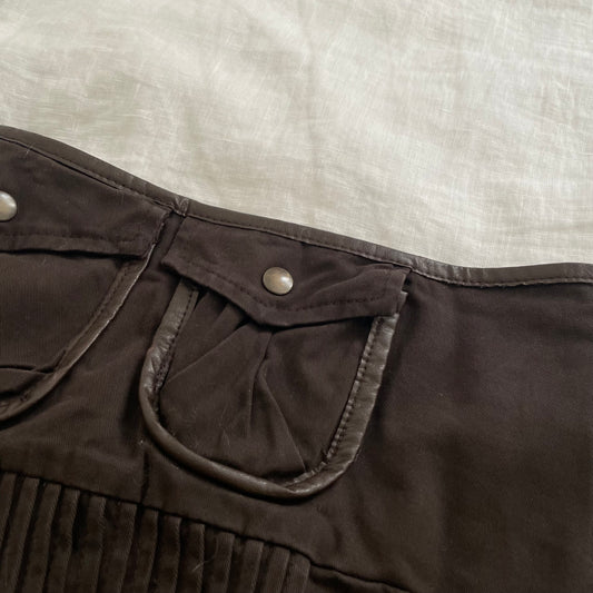 annarita n western boho utility buckle pocket pleated brown midi skirt