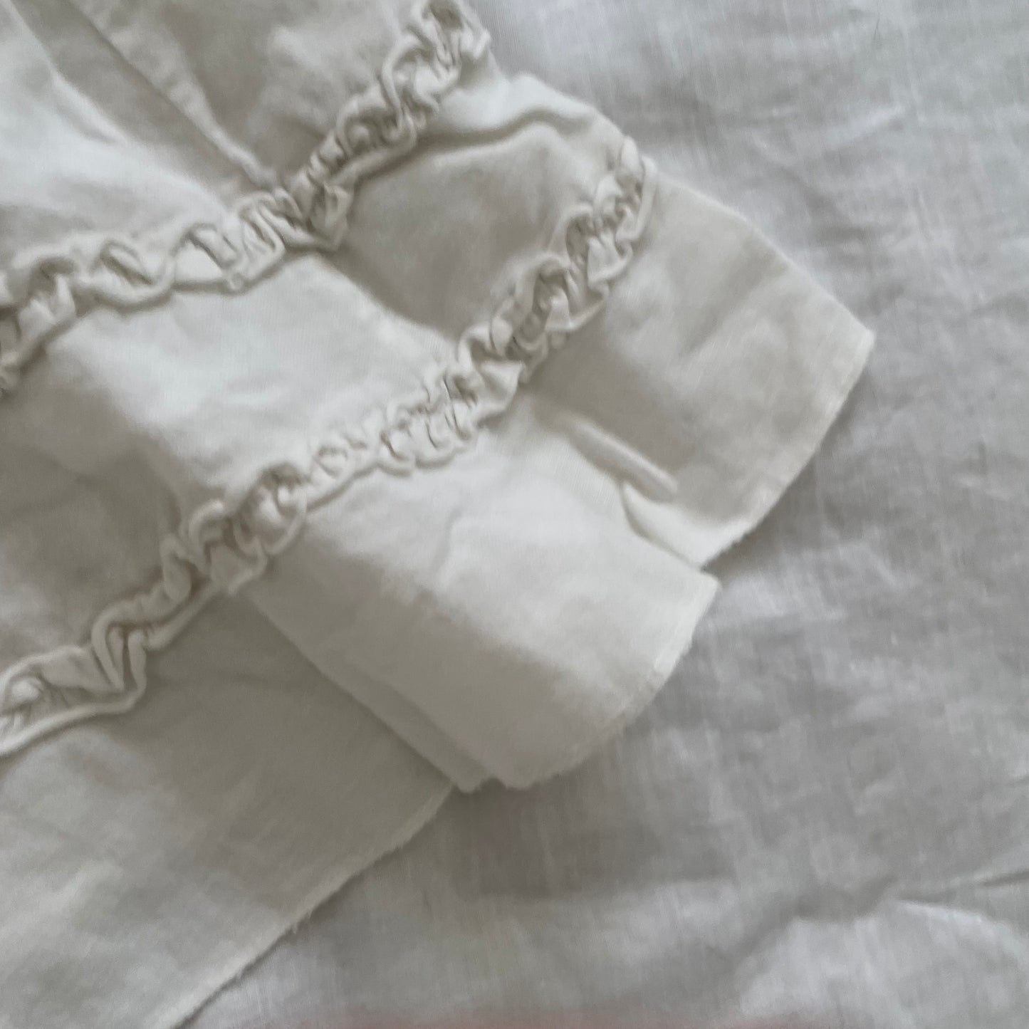 vintage linen blend white cottage prairie ruffle detail midi skirt