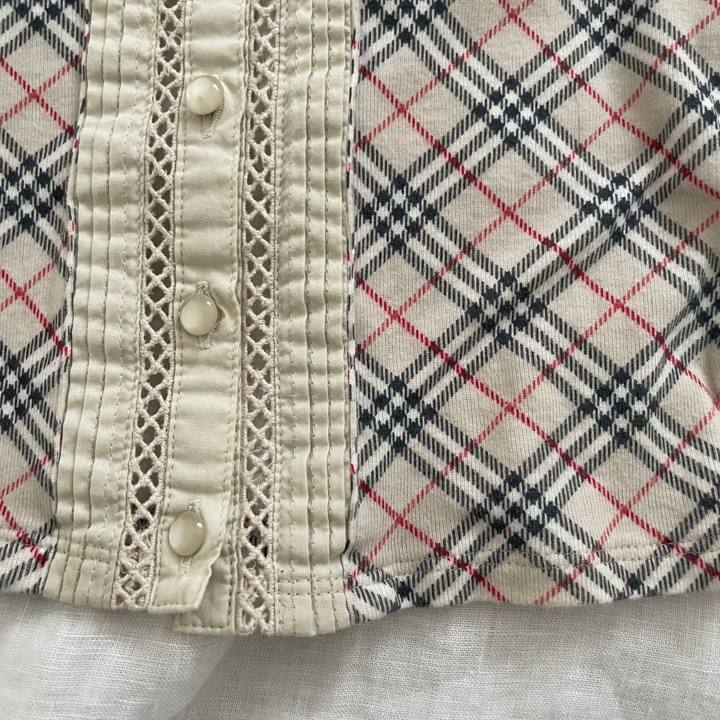 burberry blue label coquette beige novacheck lace up corset style vest top