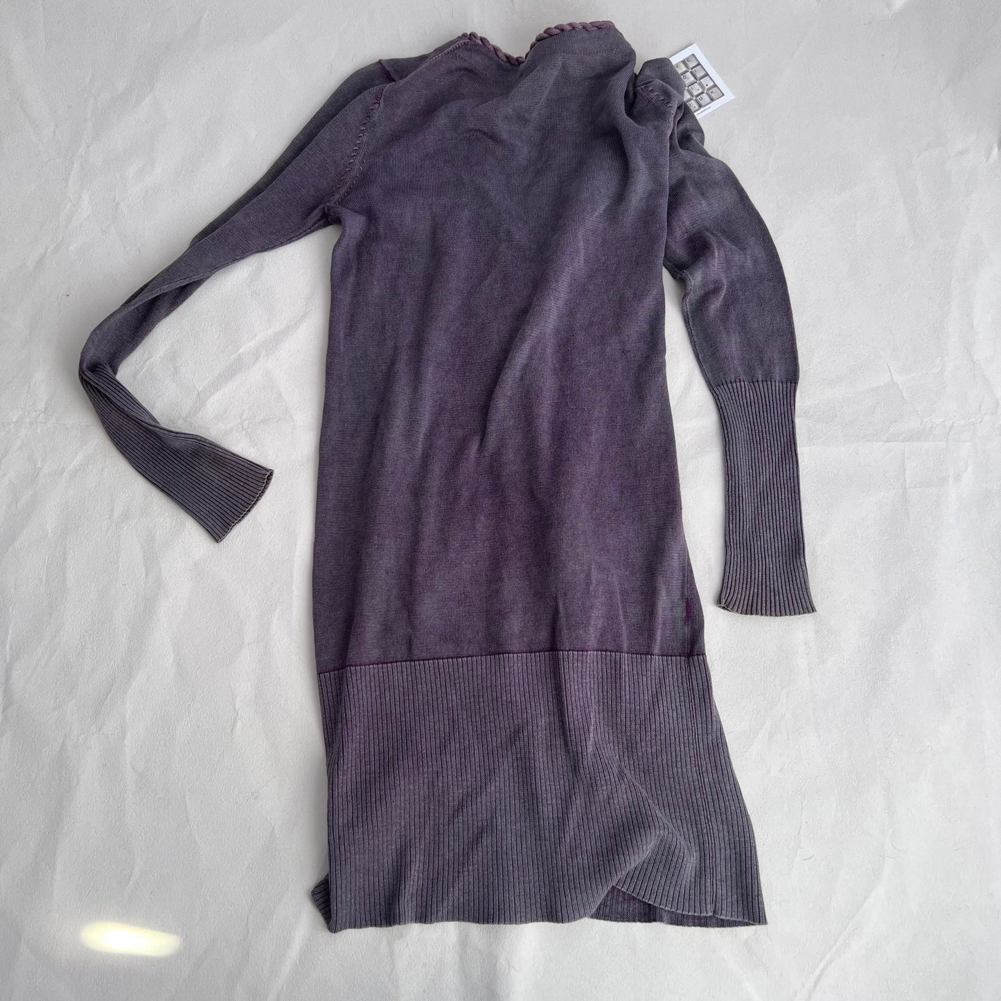Vivienne Westwood Red Label Muted Purple V Neck Woven Ribbed Hem Long Cardigan