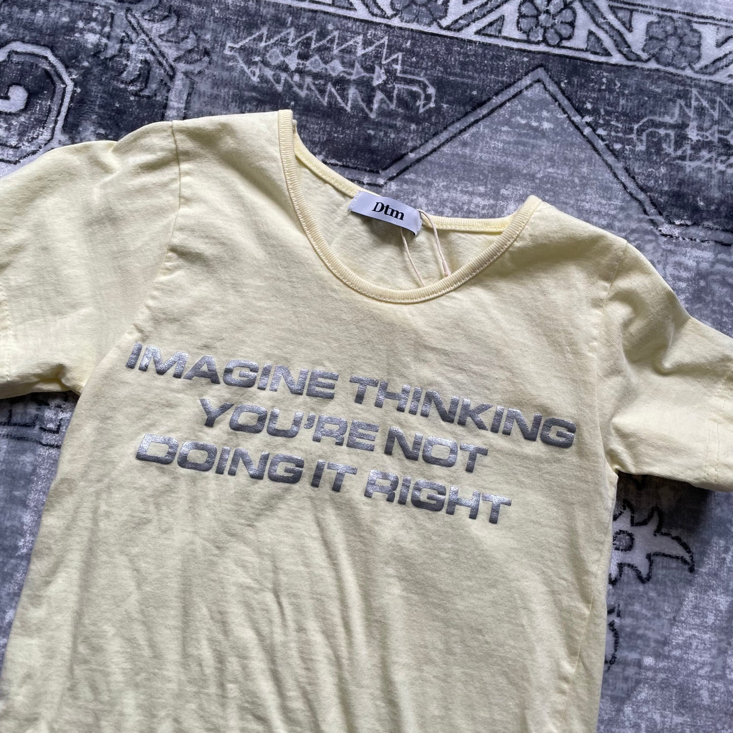 dtm butter yellow silver graphic t shirt