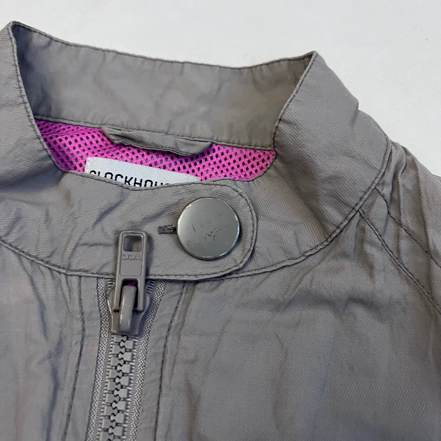 utility clockhouse greige high neck button long sleeve bomber blouson jacket