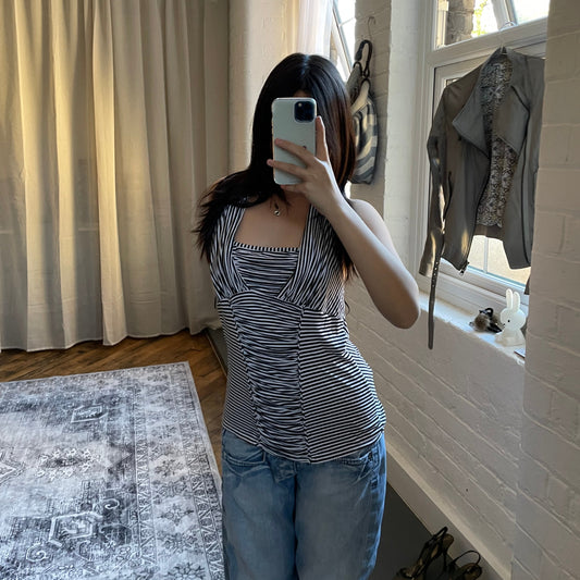 sportmax black white sporty ruched halterneck top