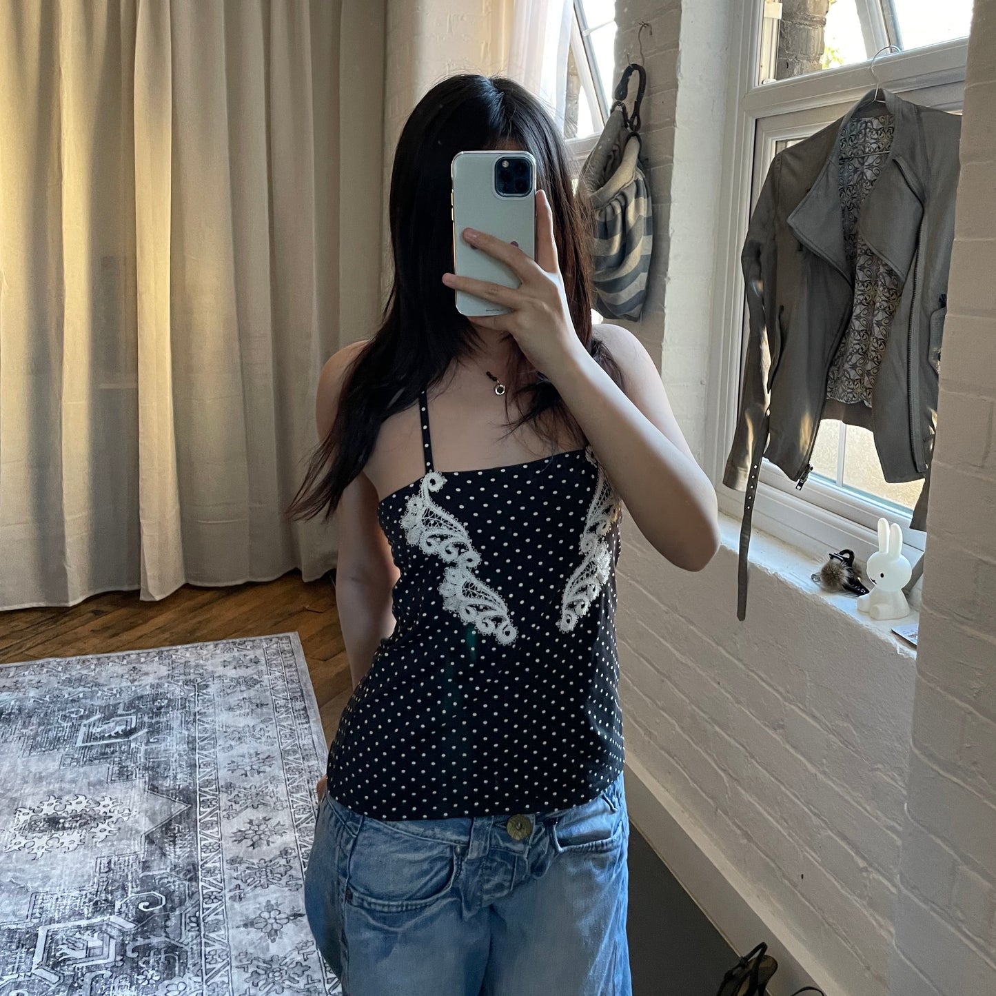 charlott black coquette balletcore polka dot embroidery lace wings halterneck camisole