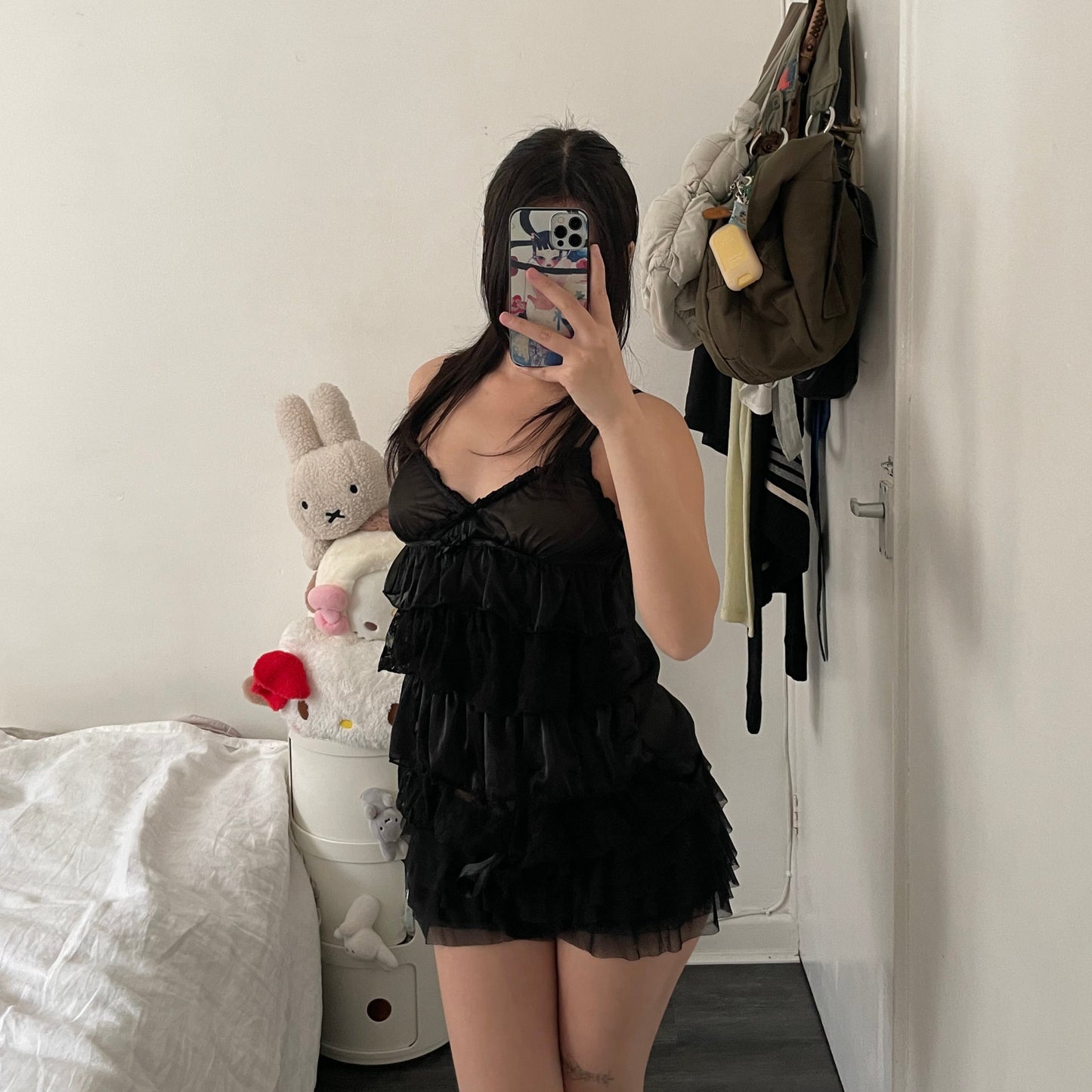 drea my minx tiered ruffle sheeny satin lace tiered camisole