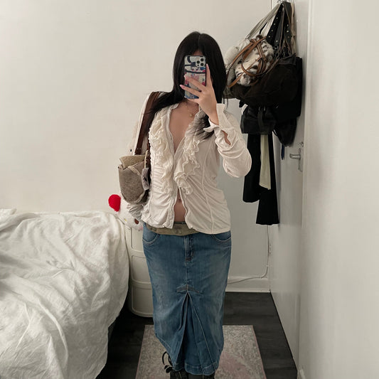 Vintage Dakota Beige Brown Faded Leather Buckle Detail Sherpa Shoulder Bag