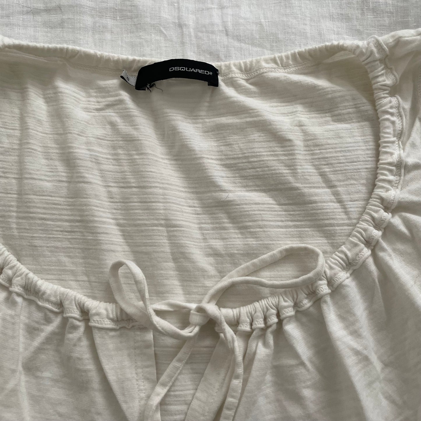 dsquared2 white flared cap sleeve milkmaid style key hole tie blouse