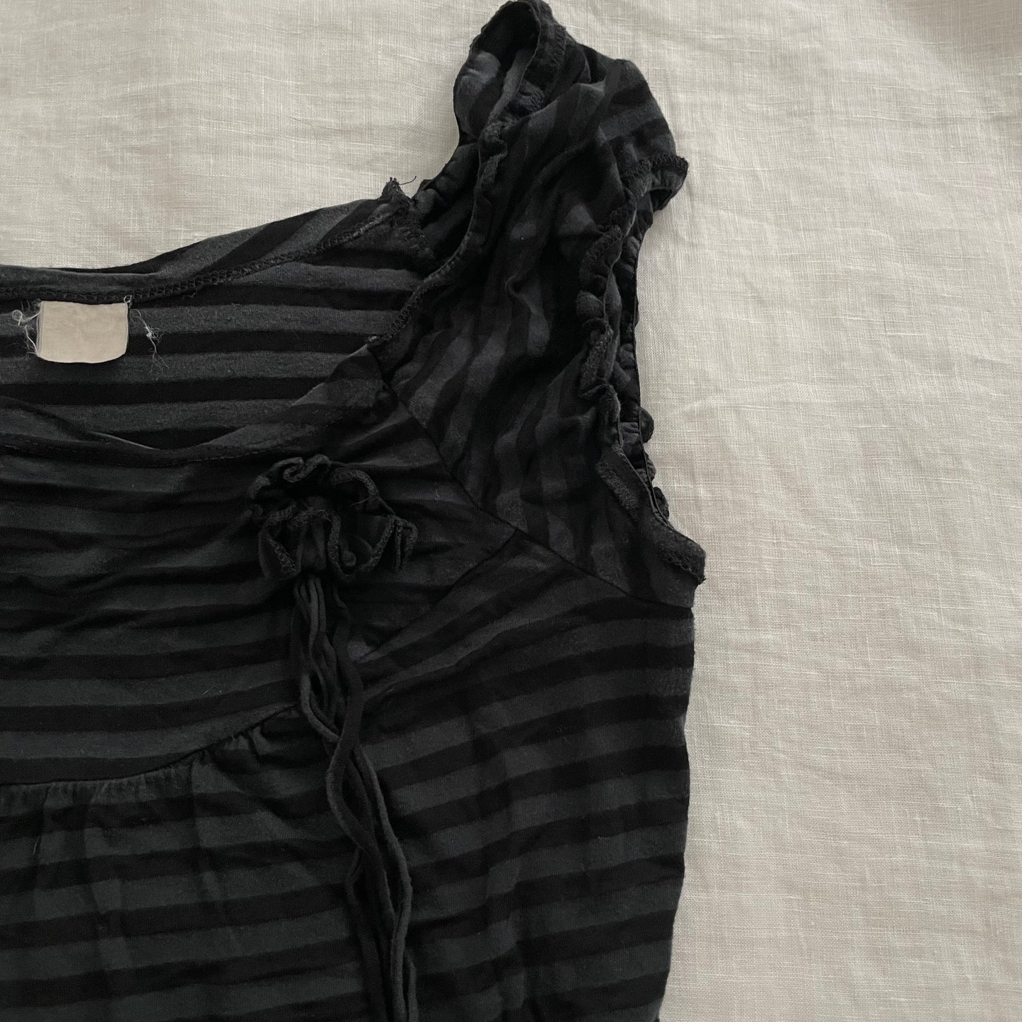 bonprix eurosummer navy black striped wide neck rosette top