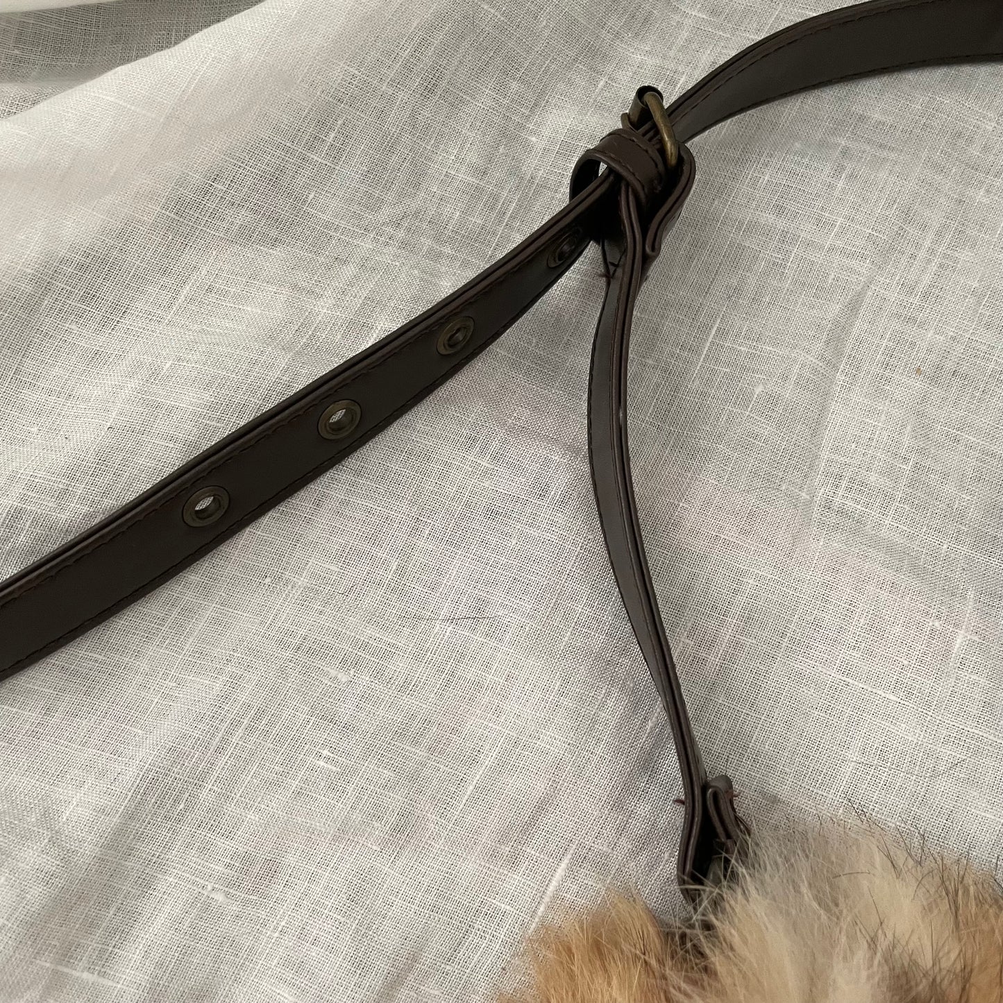 vintage gyaru gal leopard print rabbit fur x leather buckle crossbody bag