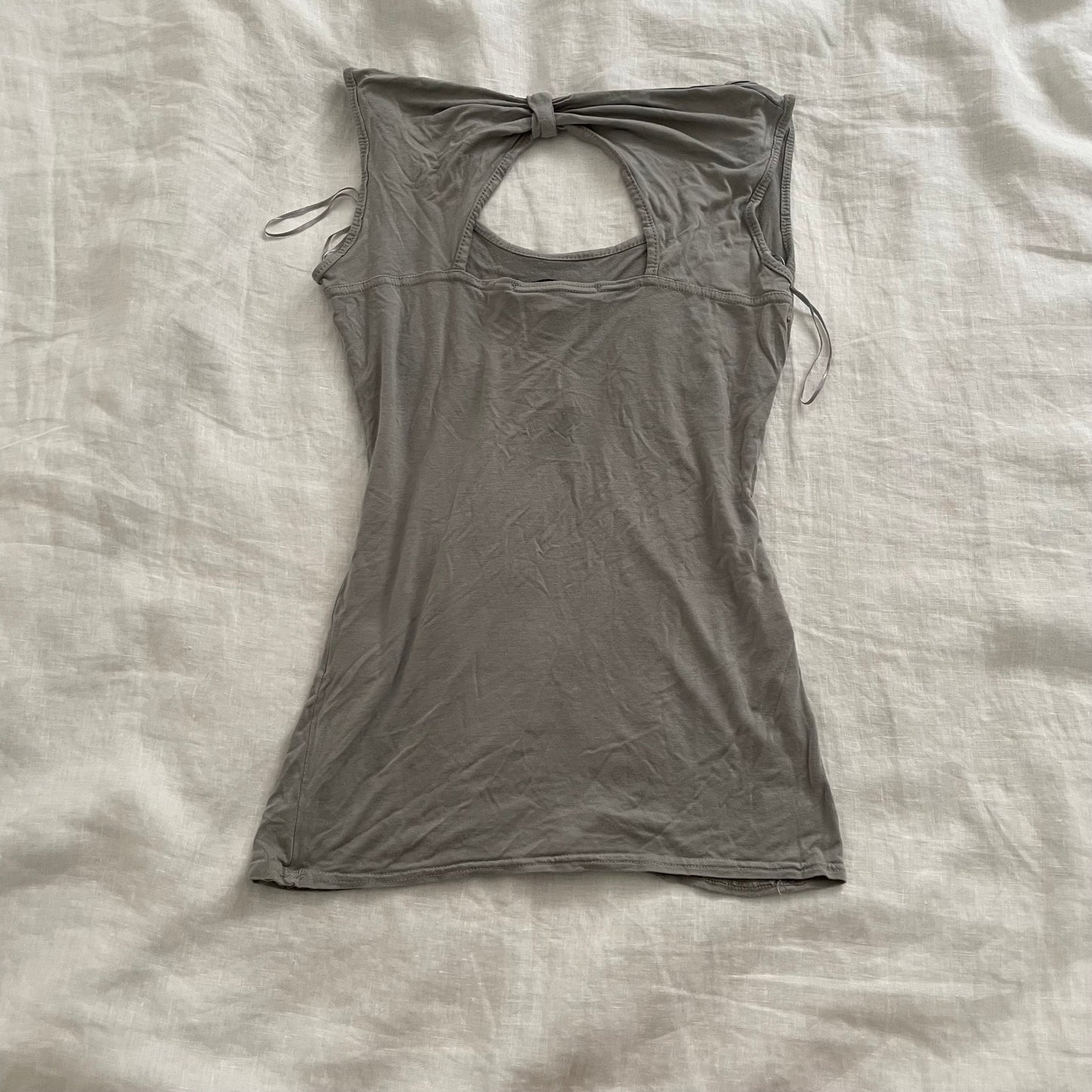 wme! grunge sleaze boho taupe grey rose chain graphic print vest top