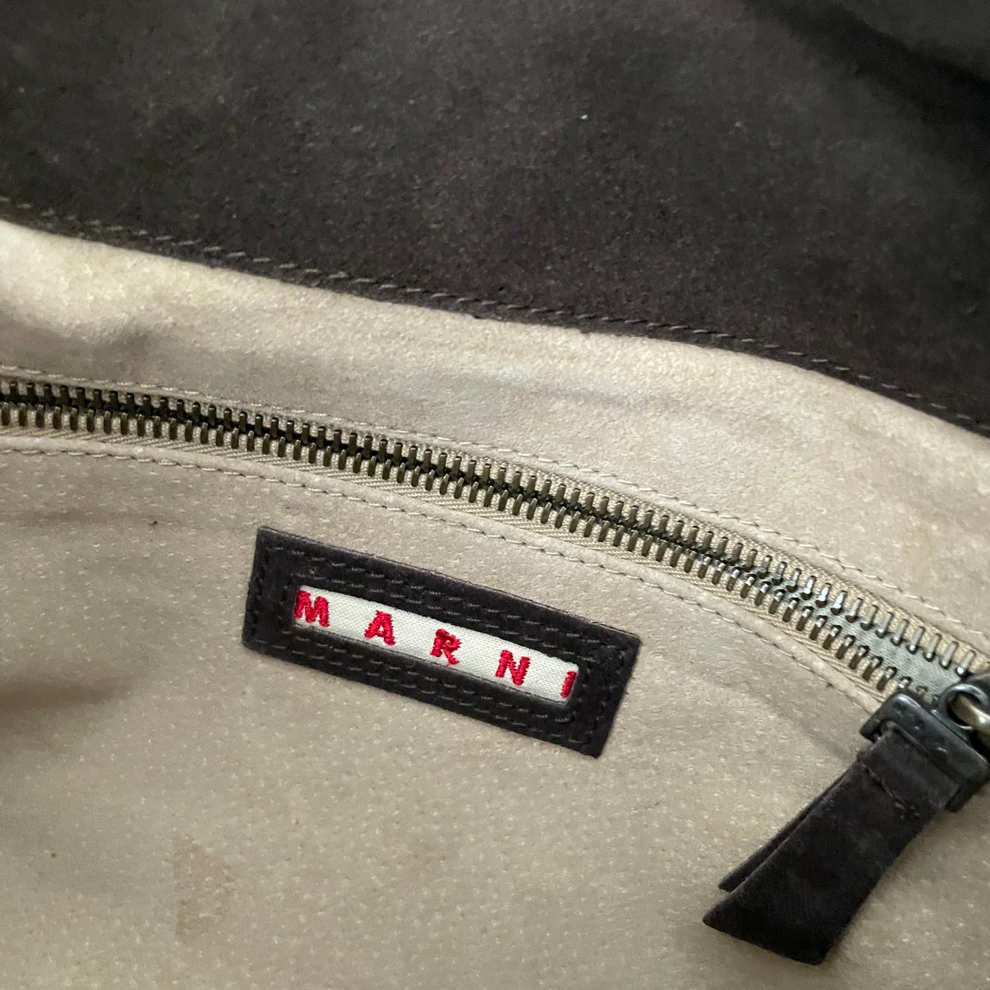vintage marni brown suede rabbit design shoulder bag with cute mixed button detail