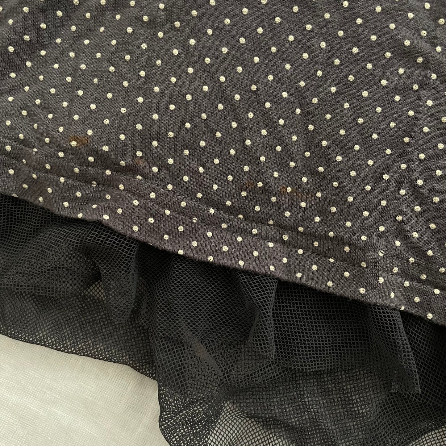vive maria dusty grey polka dot 3/4 sleeve midi dress
