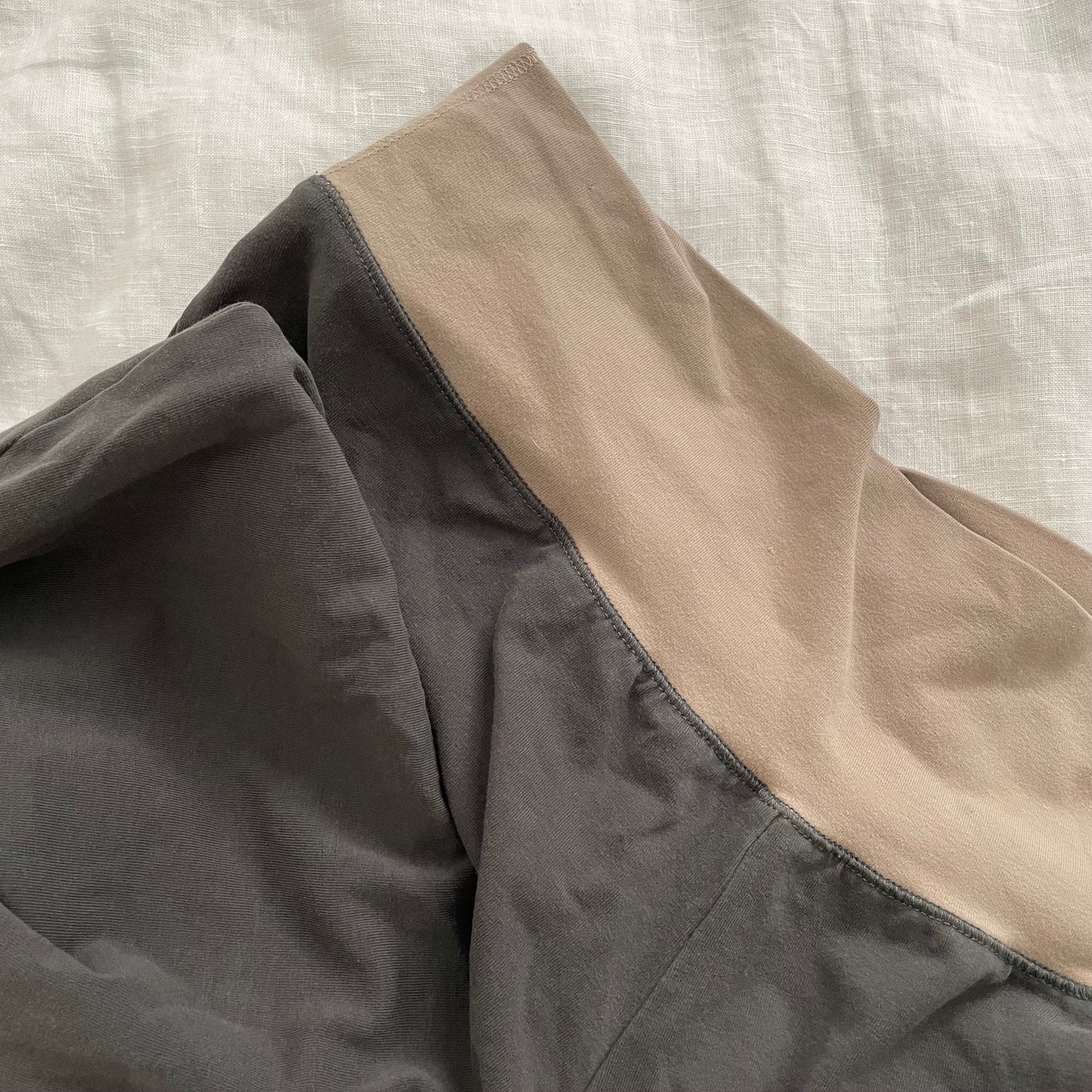 grey beige puma drawstring ruched hem capri track pants