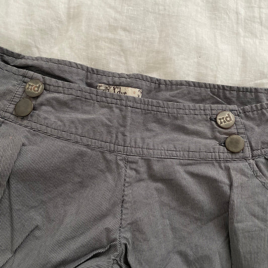 XDYE vintage puffy balloon sailor button grey blue striped mini shorts