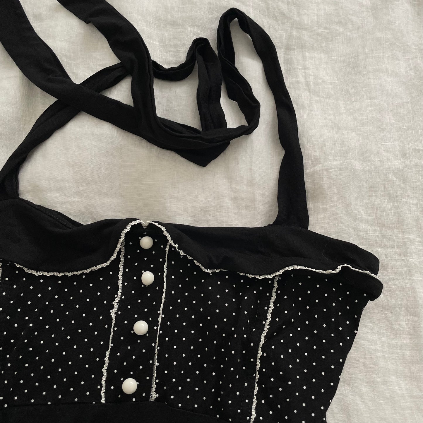 coquette top studio black polka dot halter neck collared camisole